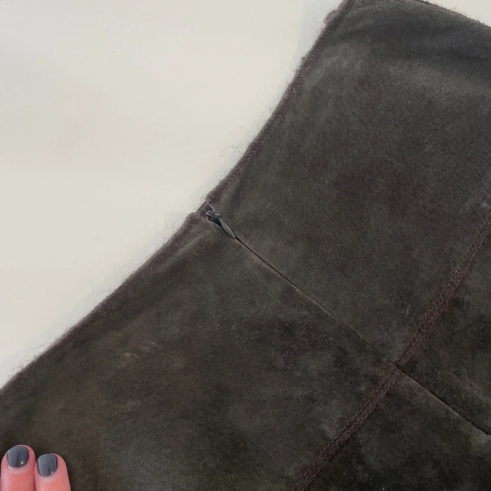 Etcetera Brown Suede Leather A-Line Skirt size 6